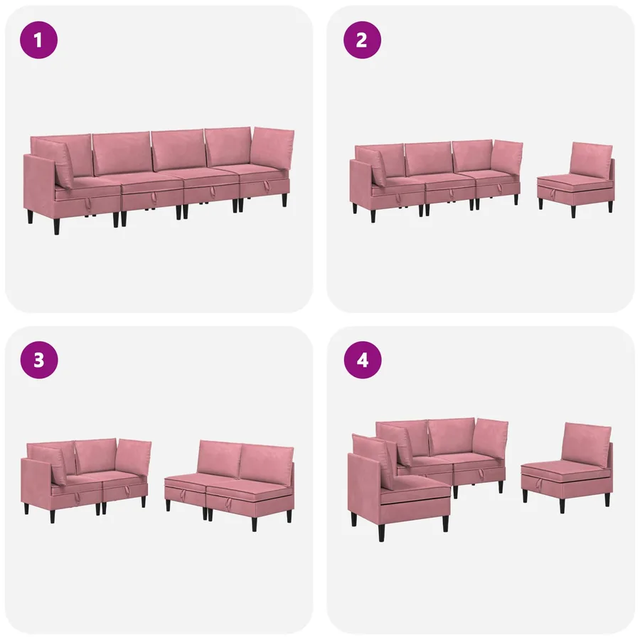 Ensemble de meubles pour le salon 4 pcs Rose Velours - 8