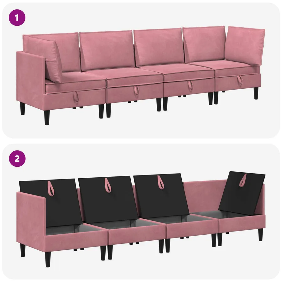 Ensemble de meubles pour le salon 4 pcs Rose Velours - 9