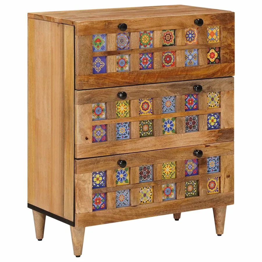 Buffet 3 pcs Naturel 60 x 33,5 x 75 cm Bois de mangue massif - 4