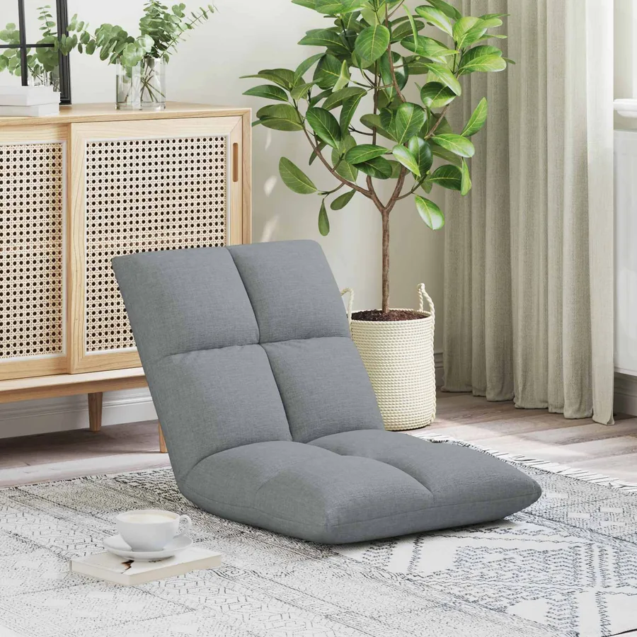 Fauteuil de sol ajustable Gris clair Tissu