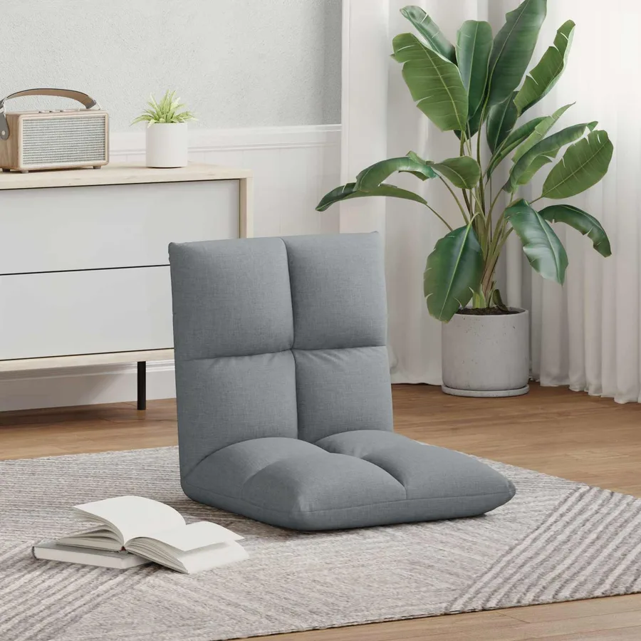 Fauteuil de sol ajustable Gris clair Tissu - 3