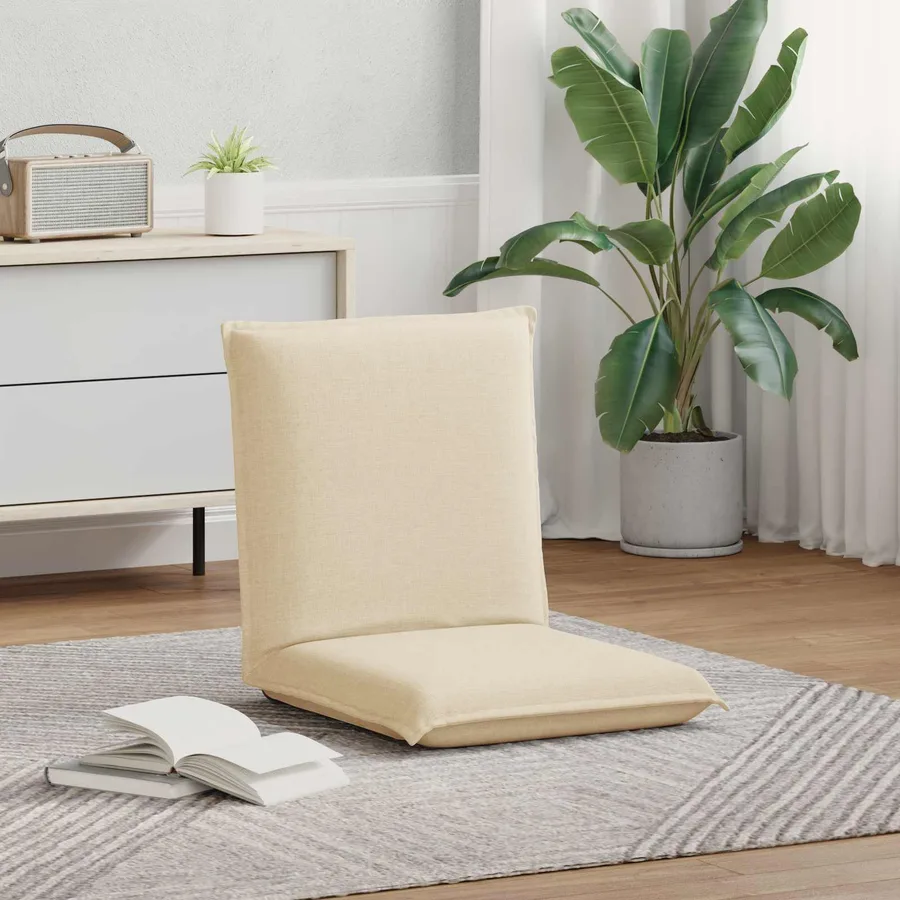 Fauteuil de sol ajustable Crème Tissu - 3
