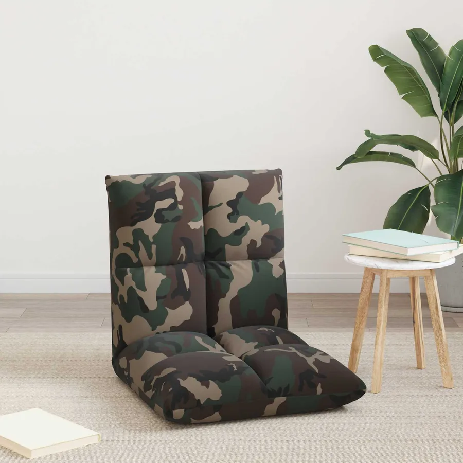 Fauteuil de sol ajustable Vert armée Tissu - 3
