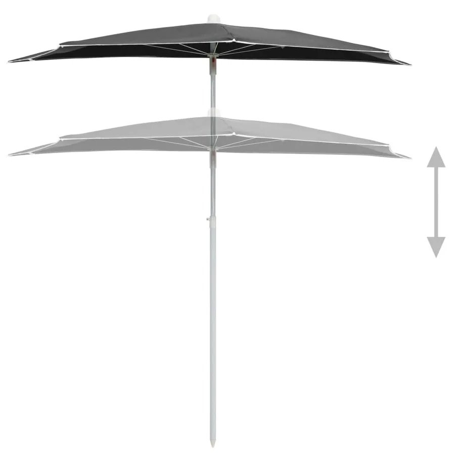 Demi-parasol de jardin avec mât 180x90 cm anthracite - 4