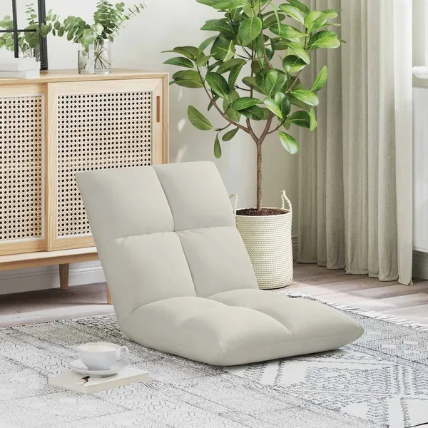 Fauteuil de sol ajustable Crème Velours