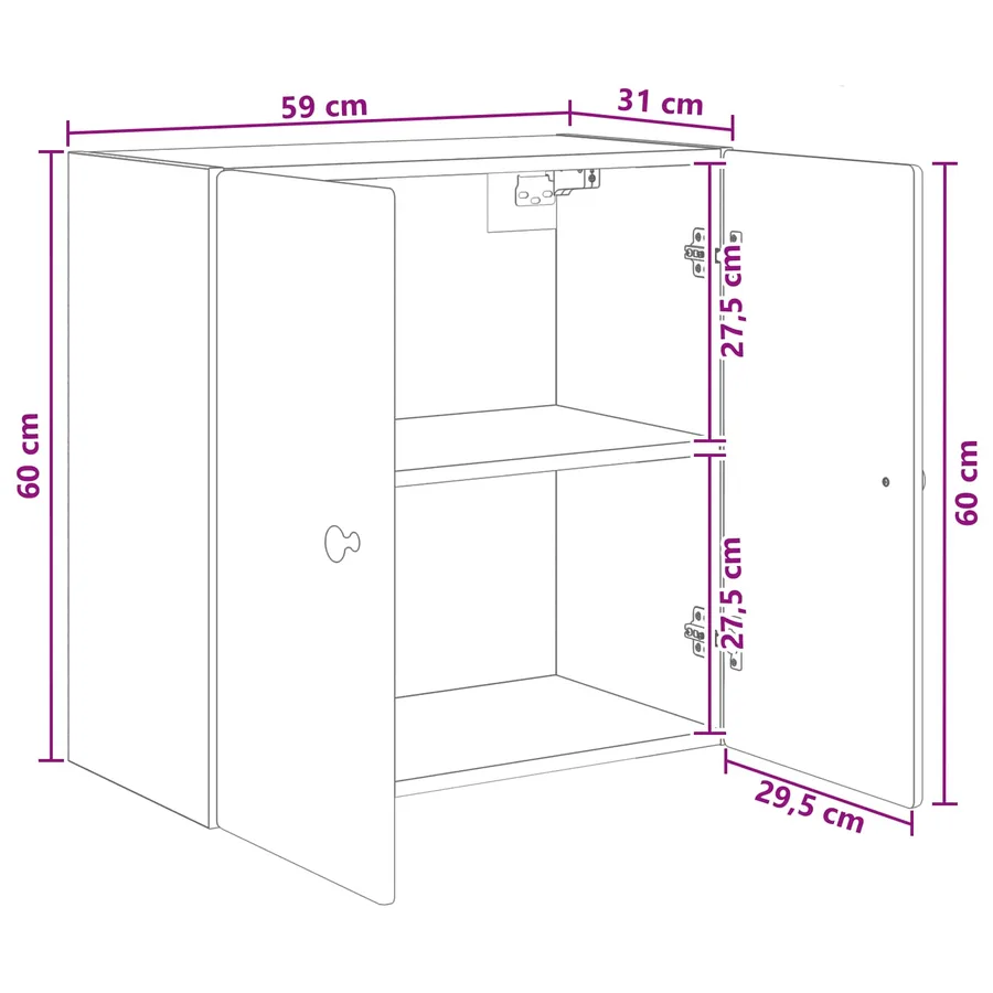 Armoire Murale 59 x 31 x 60 cm Bois d'ingénierie - 9