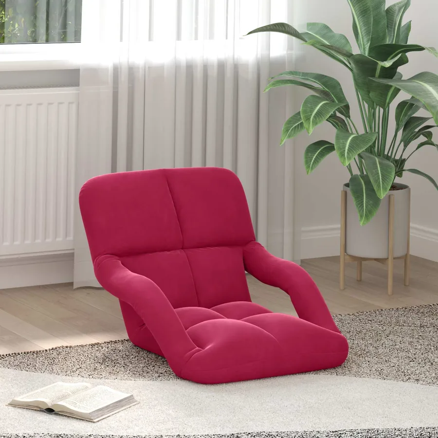 Fauteuil de sol ajustable Bordeaux Velours