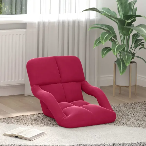 Fauteuil de sol ajustable Bordeaux Velours