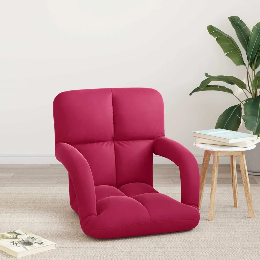 Fauteuil de sol ajustable Bordeaux Velours - 3
