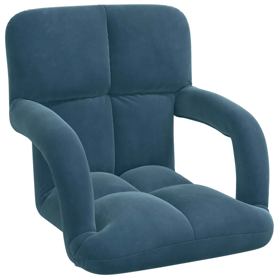 Fauteuil de sol ajustable Bleu Velours - 2