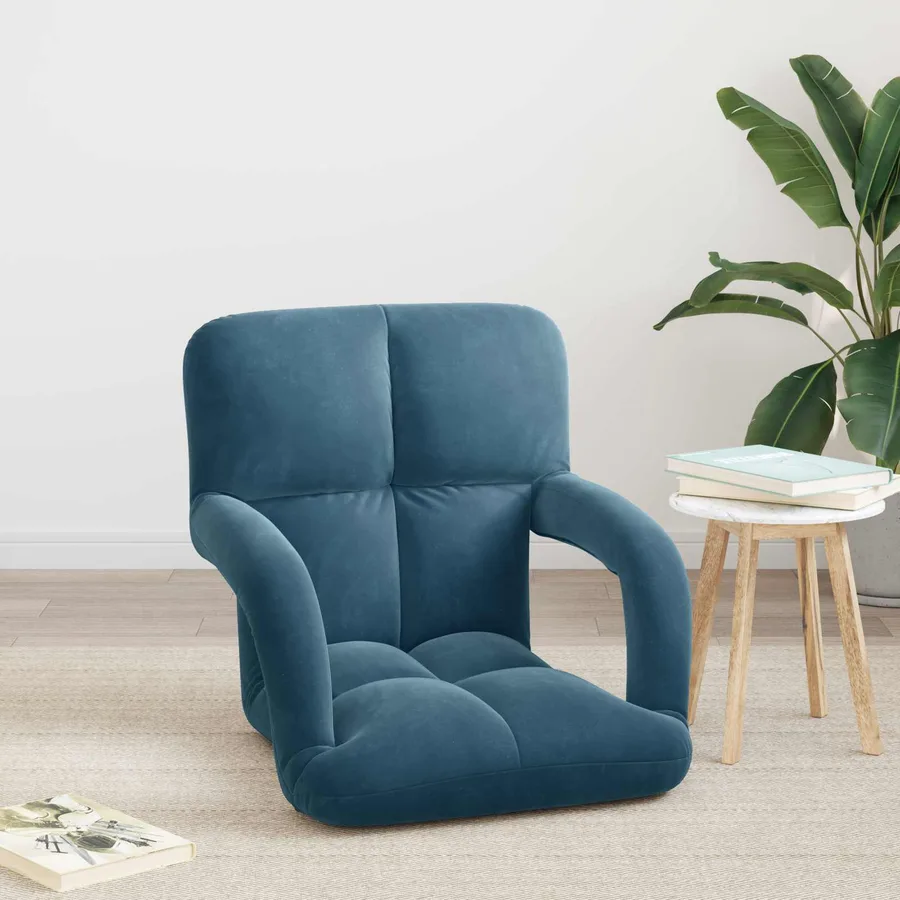 Fauteuil de sol ajustable Bleu Velours - 3