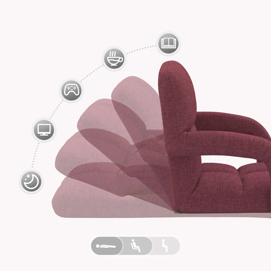 Chaise de sol réglable avec accoudoir Bordeaux - 9