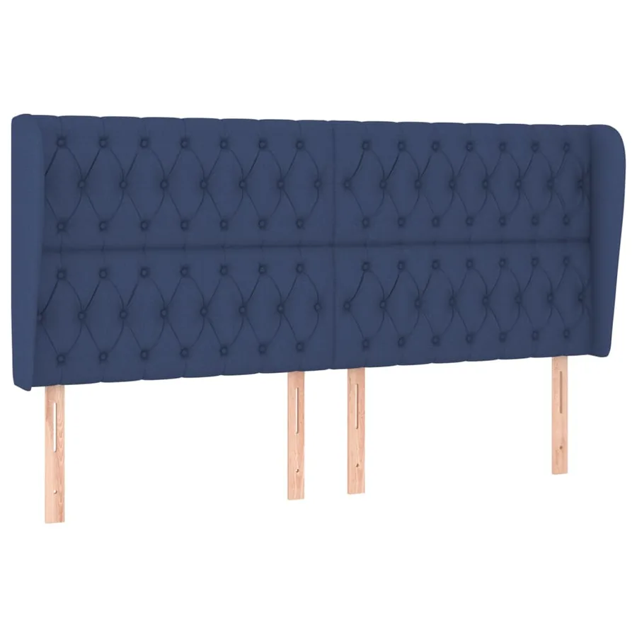 Tête de lit avec oreilles Bleu 203x23x118/128 cm Tissu - 2