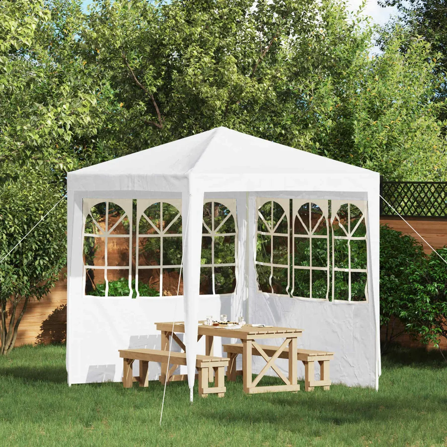 Mur de tente de fête 2 pcs 200 x 195 cm Blanc PE et acier