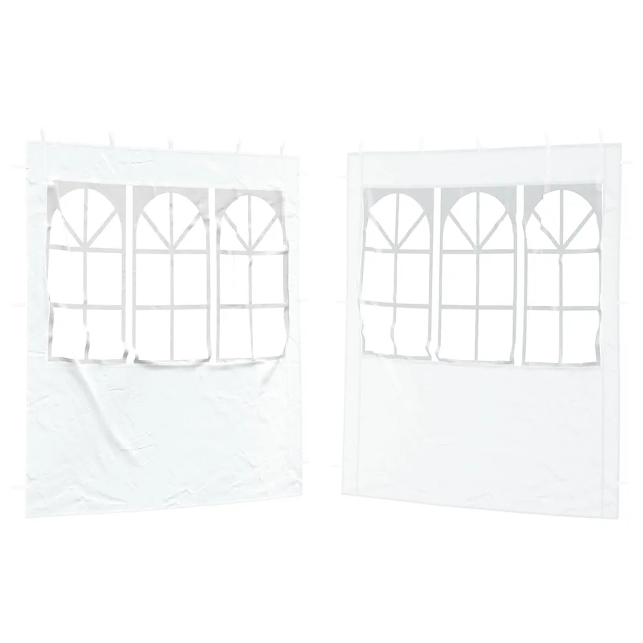 Mur de tente de fête 2 pcs 200 x 195 cm Blanc PE et acier - 2