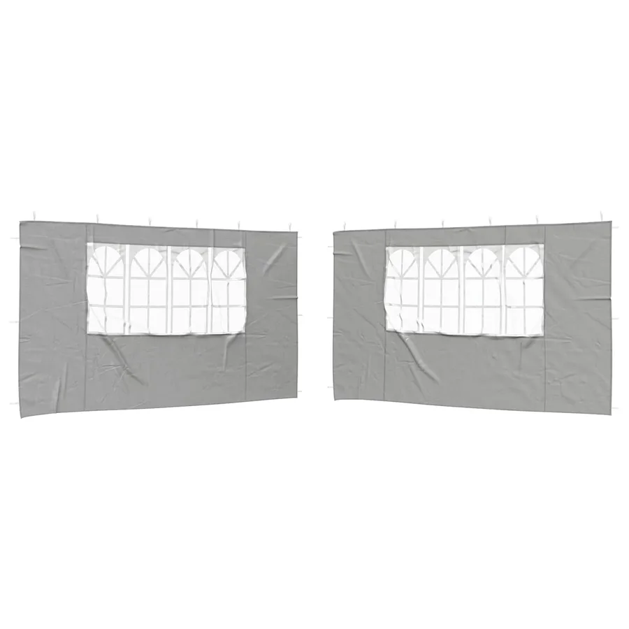 Mur de tente de fête 2 pcs 400 x 195 cm Gris clair PE et acier - 2