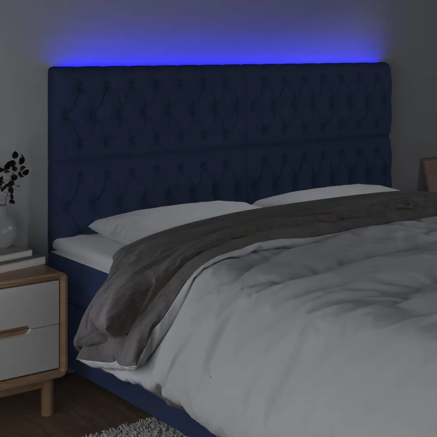 Tête de lit à LED Bleu 200x7x118/128 cm Tissu - 3