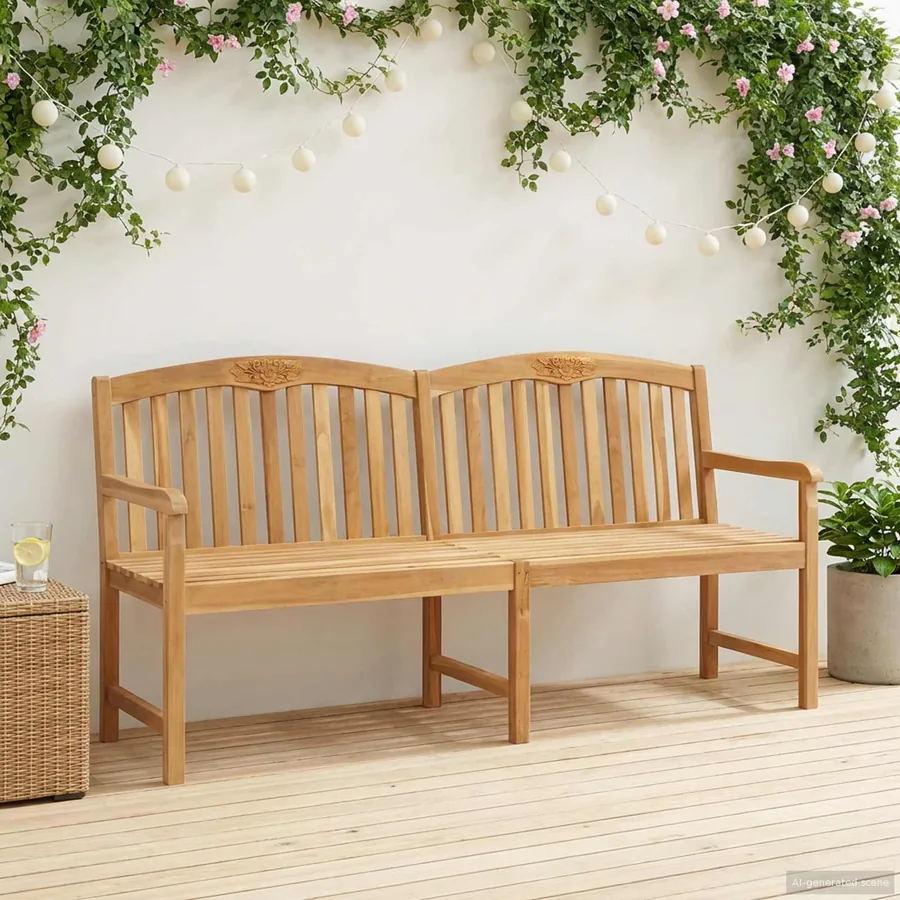 Banc en Bois Sculpté en Rose 150 x 60 x 90 cm Naturel