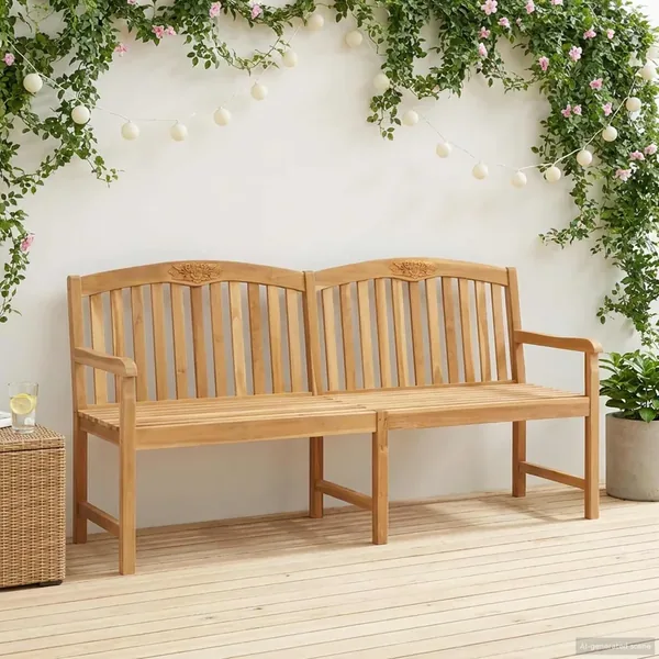Banc en Bois Sculpté en Rose 150 x 60 x 90 cm Naturel