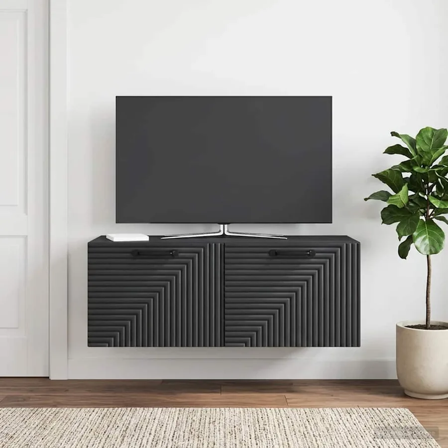 Meuble TV mural Noir 78,5 x 31 x 30 cm Bois d'ingénierie