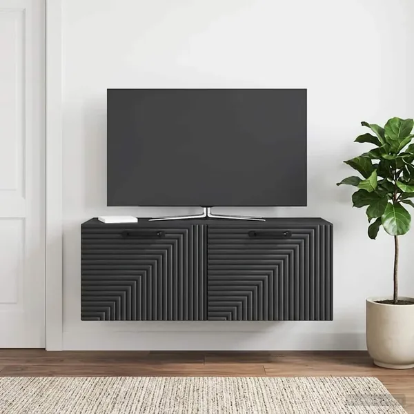 Meuble TV mural Noir 78,5 x 31 x 30 cm Bois d'ingénierie