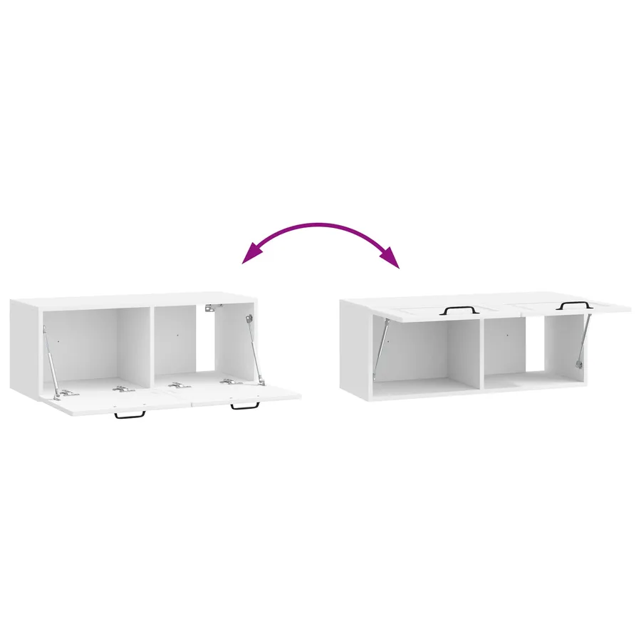 Meuble TV mural Montage mural Blanc brillant 78,5 x 31 x 30 cm - 8