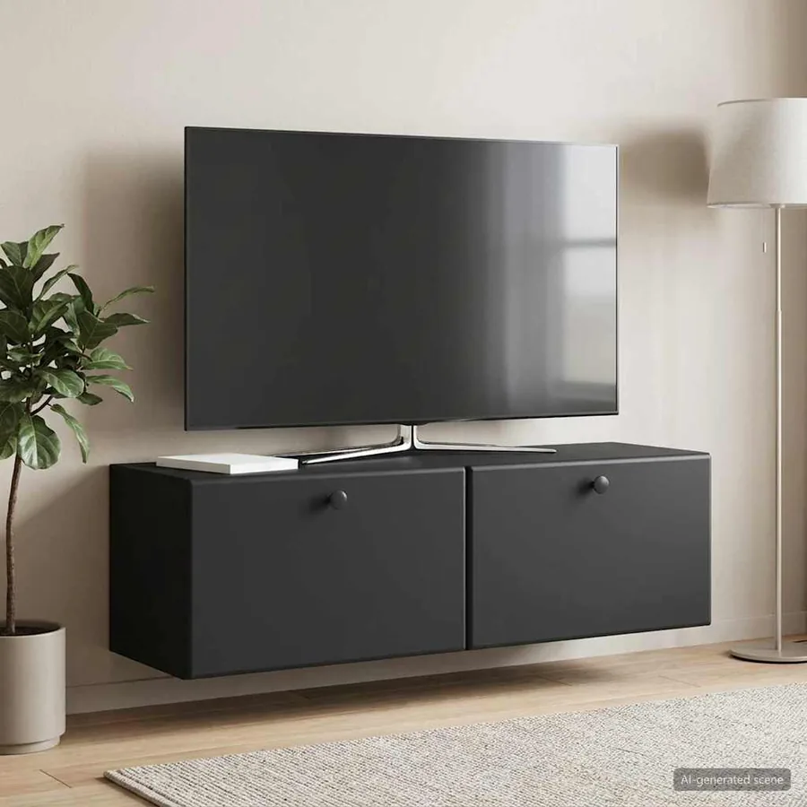 Meuble TV mural 98 x 31 x 30 cm Noir Bois d'ingénierie