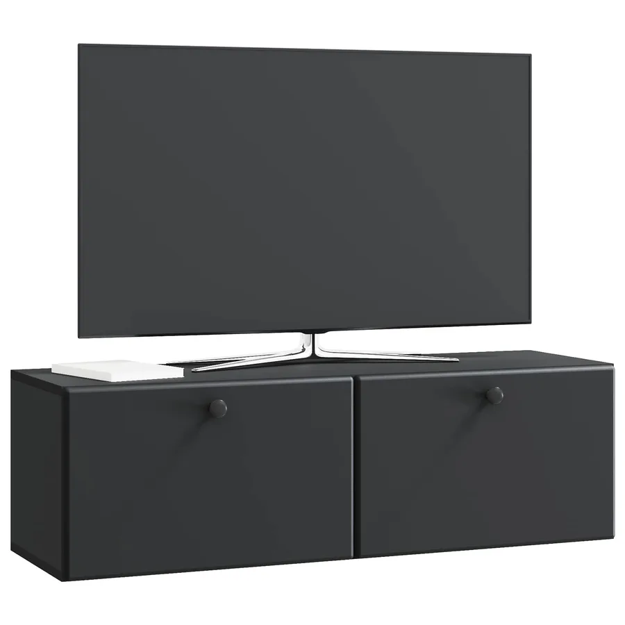 Meuble TV mural 98 x 31 x 30 cm Noir Bois d'ingénierie - 3