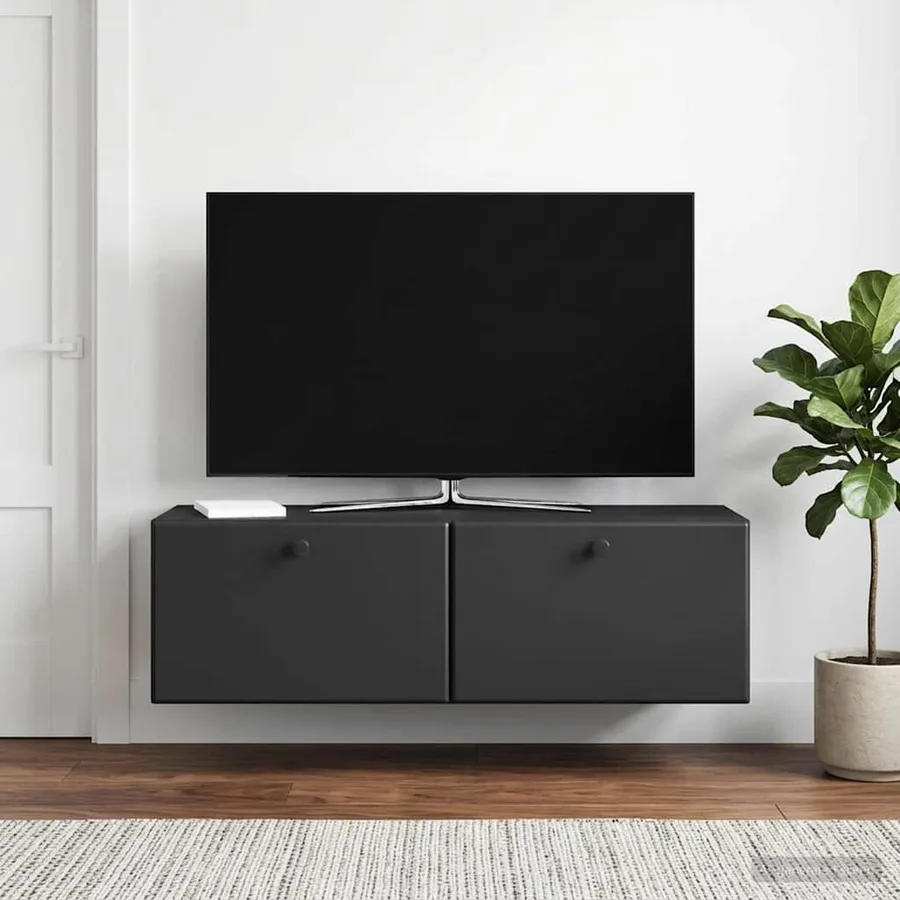 Meuble TV mural 98 x 31 x 30 cm Noir Bois d'ingénierie - 4