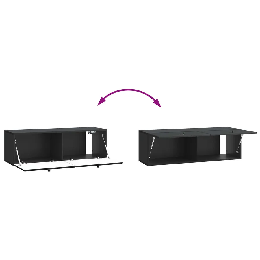 Meuble TV mural 98 x 31 x 30 cm Noir Bois d'ingénierie - 8