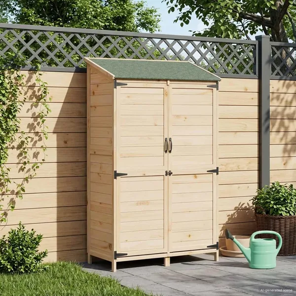 Abri de jardin Naturel 106,5 x 56 x 176 cm Bois de Sapin Massif