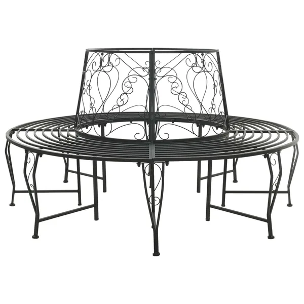 Banc d'Arbre 8-Nombre de places Ø 160 x 89 cm Acier Noir Rond
