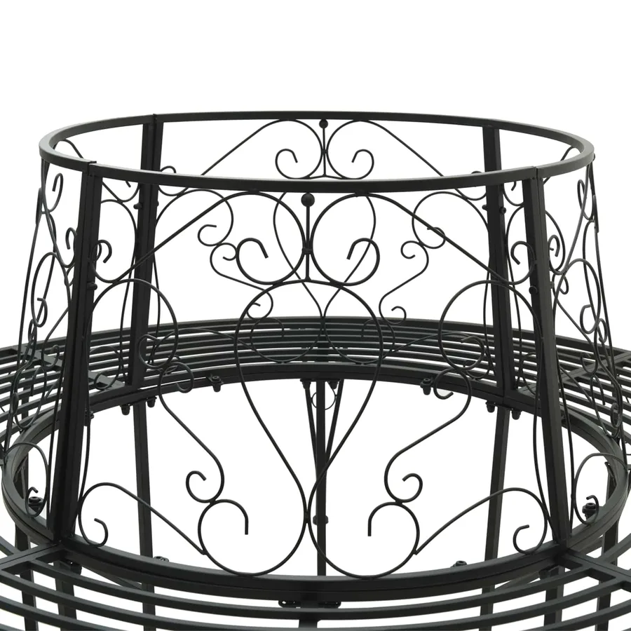 Banc d'Arbre 8-Nombre de places Ø 160 x 89 cm Acier Noir Rond - 5
