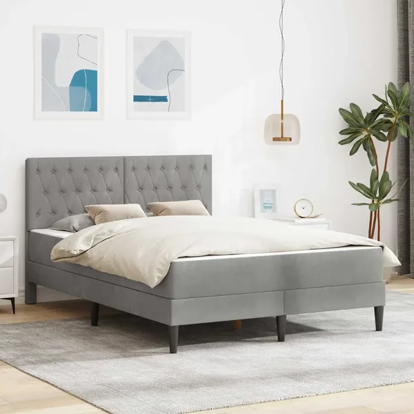 Cadre de lit avec matelas Gris clair 120 x 200 cm Velours