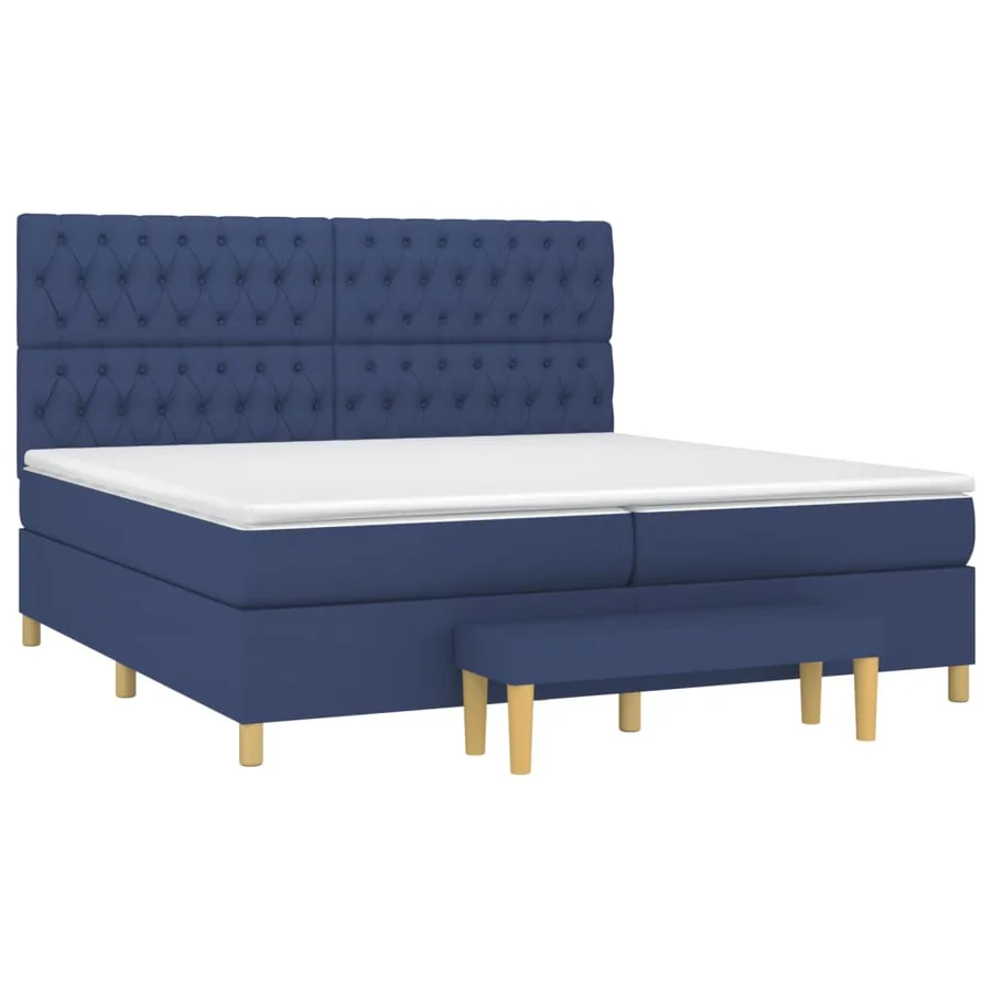 Sommier à lattes de lit avec matelas Bleu 200x200 cm Tissu - 3