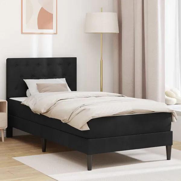 Cadre de lit avec matelas Noir 90 x 200 cm Velours