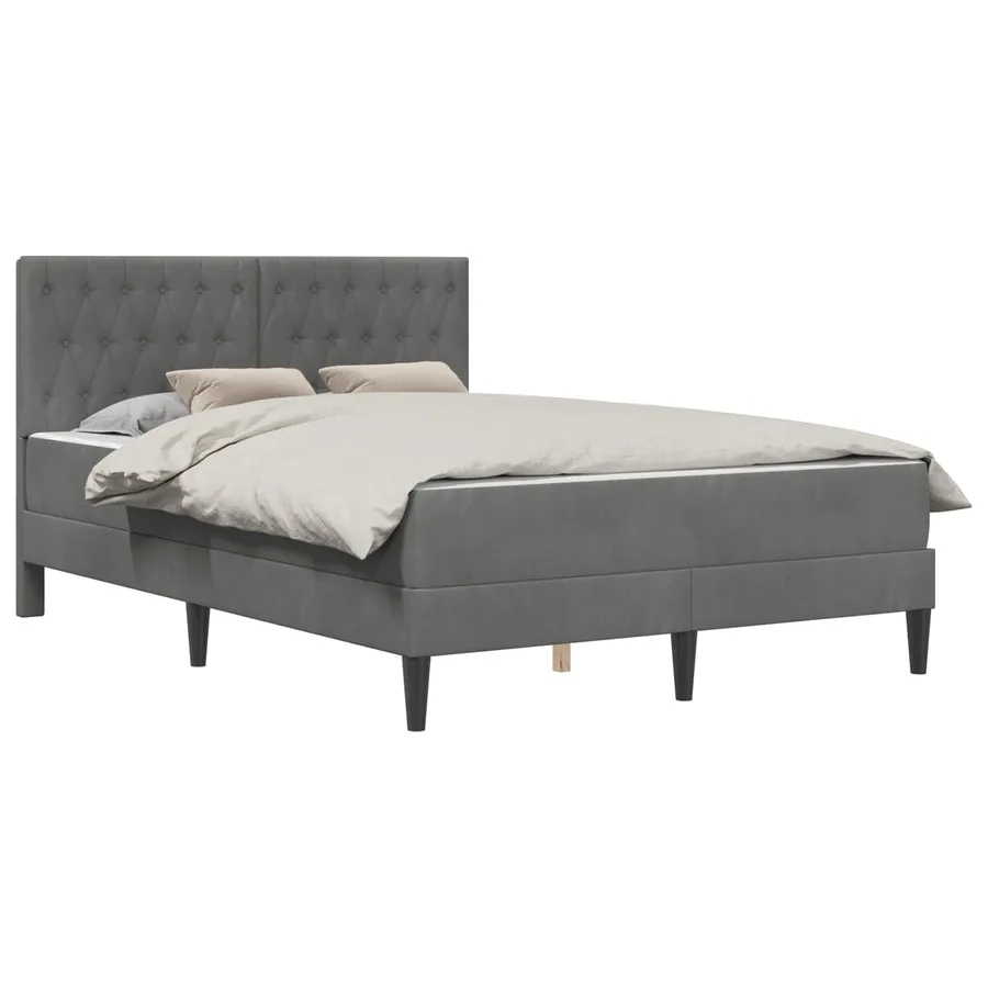 Cadre de lit avec matelas Gris foncé 140 x 190 cm Velours - 2