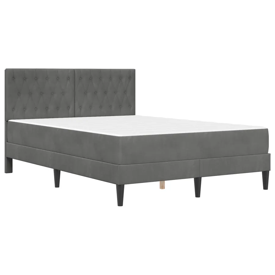 Cadre de lit avec matelas Gris foncé 140 x 190 cm Velours - 3