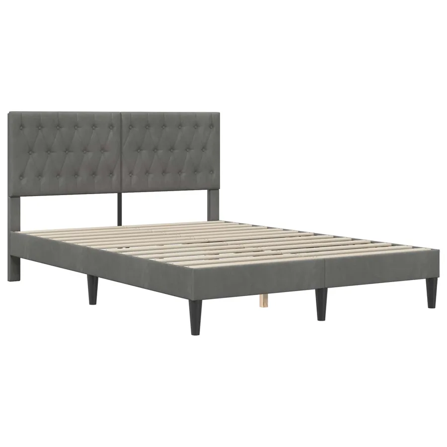 Cadre de lit avec matelas Gris foncé 140 x 190 cm Velours - 4