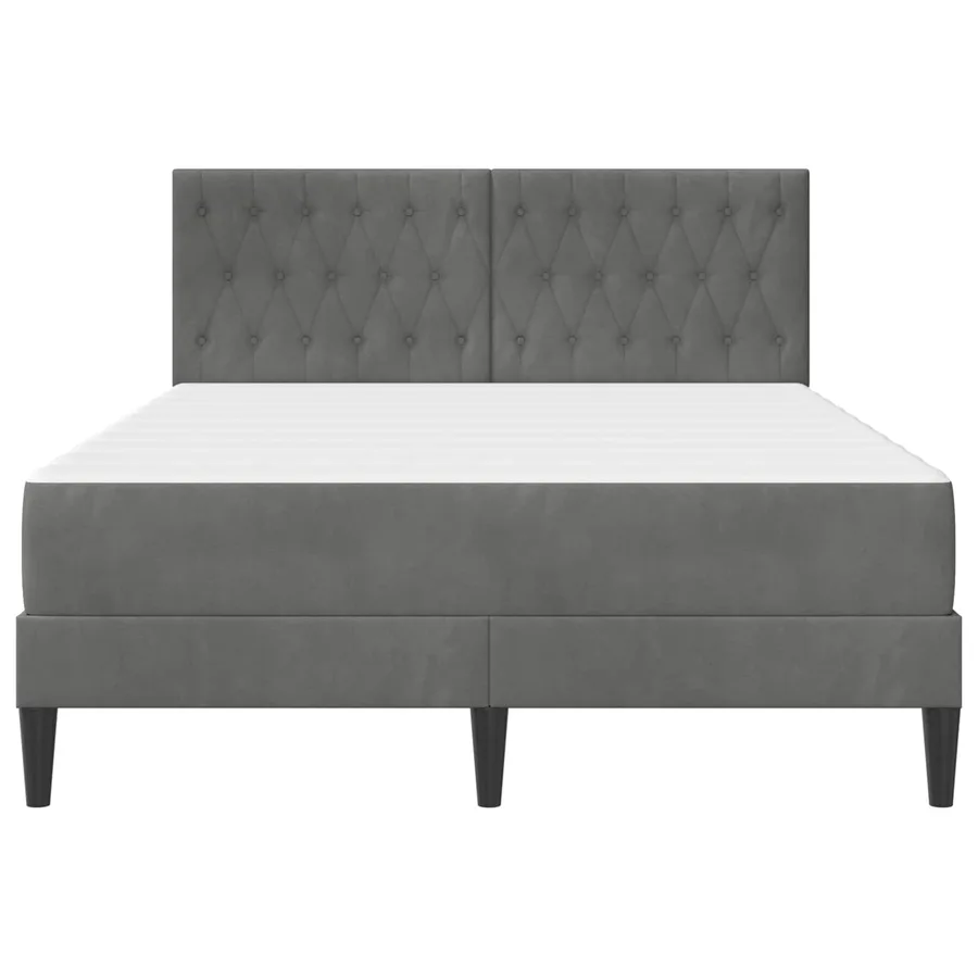 Cadre de lit avec matelas Gris foncé 140 x 190 cm Velours - 6