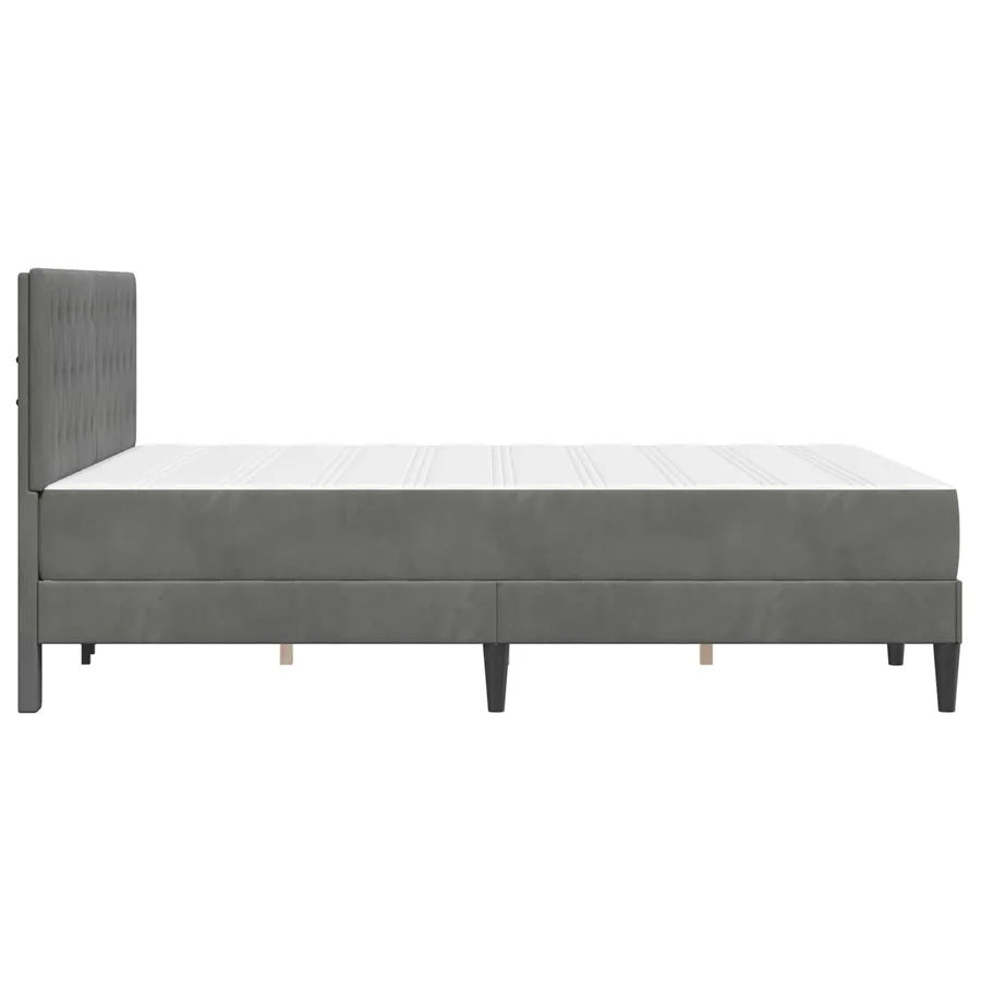 Cadre de lit avec matelas Gris foncé 140 x 190 cm Velours - 7