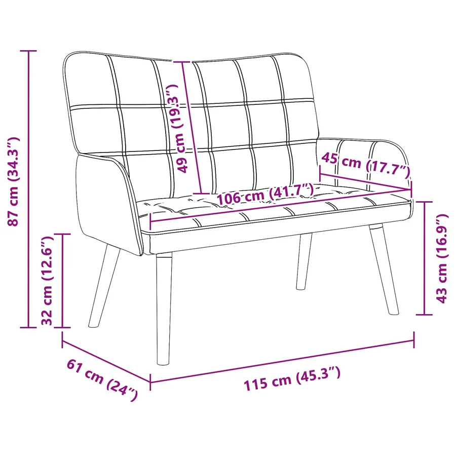 Sofa 2 places Gris clair 115 x 61 x 87 cm Tissu - 9