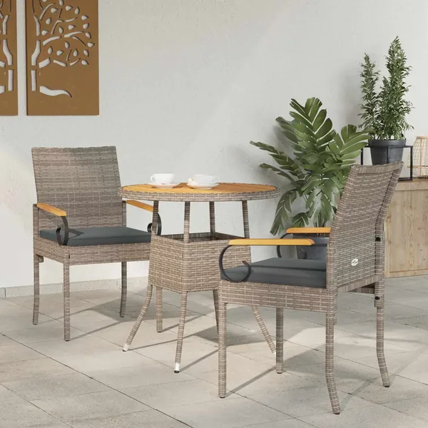Chaises de jardin avec coussin 2 pcs Gris et Gris foncé