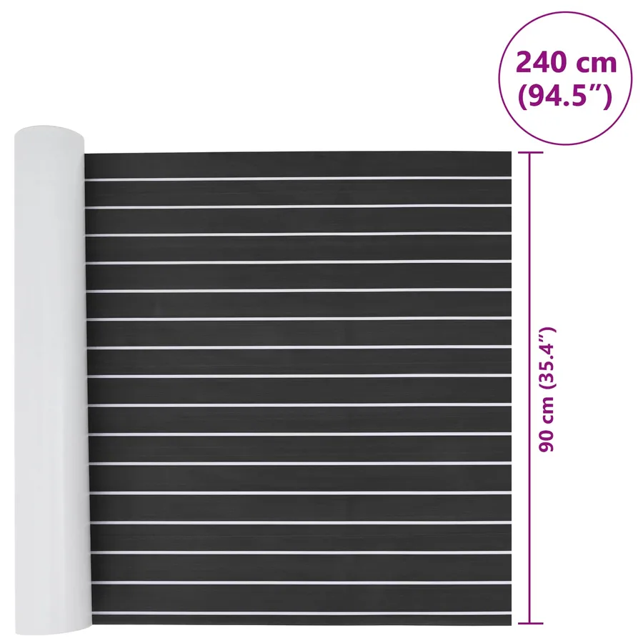 Tapis de bateau Rayé Gris foncé et blanc 240 x 90 cm EVA - 8