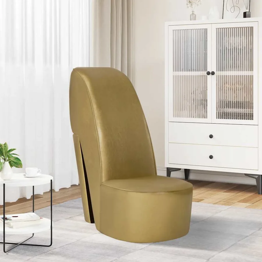Chaise en forme de chaussure à talon haut Doré Similicuir