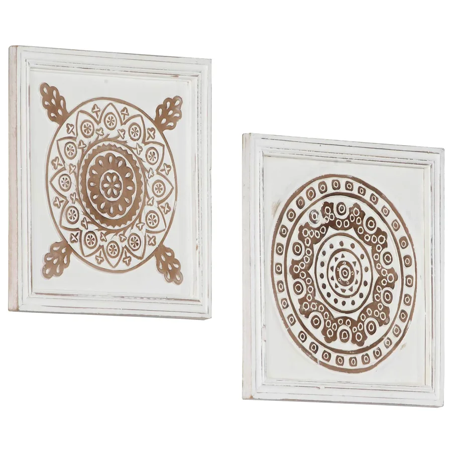 Décor artistique 2 pcs Marron et blanc 40 x 40 x 1,5 cm