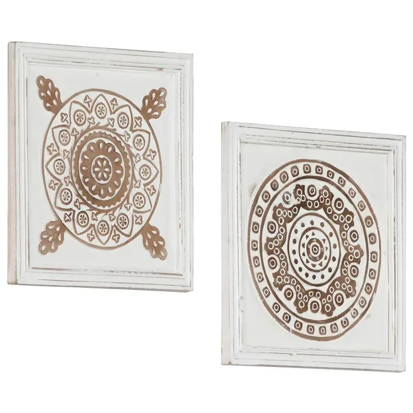 Décor artistique 2 pcs Marron et blanc 40 x 40 x 1,5 cm