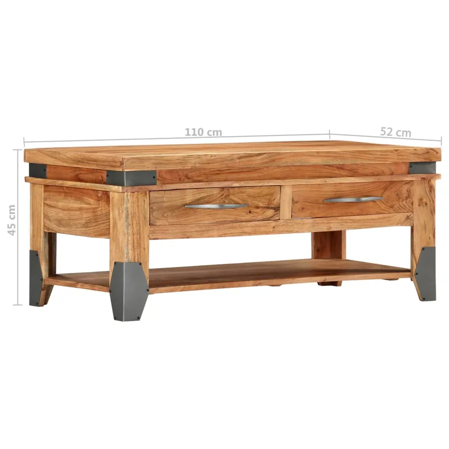 Table basse 110x52x45 cm Bois d'acacia solide - 9