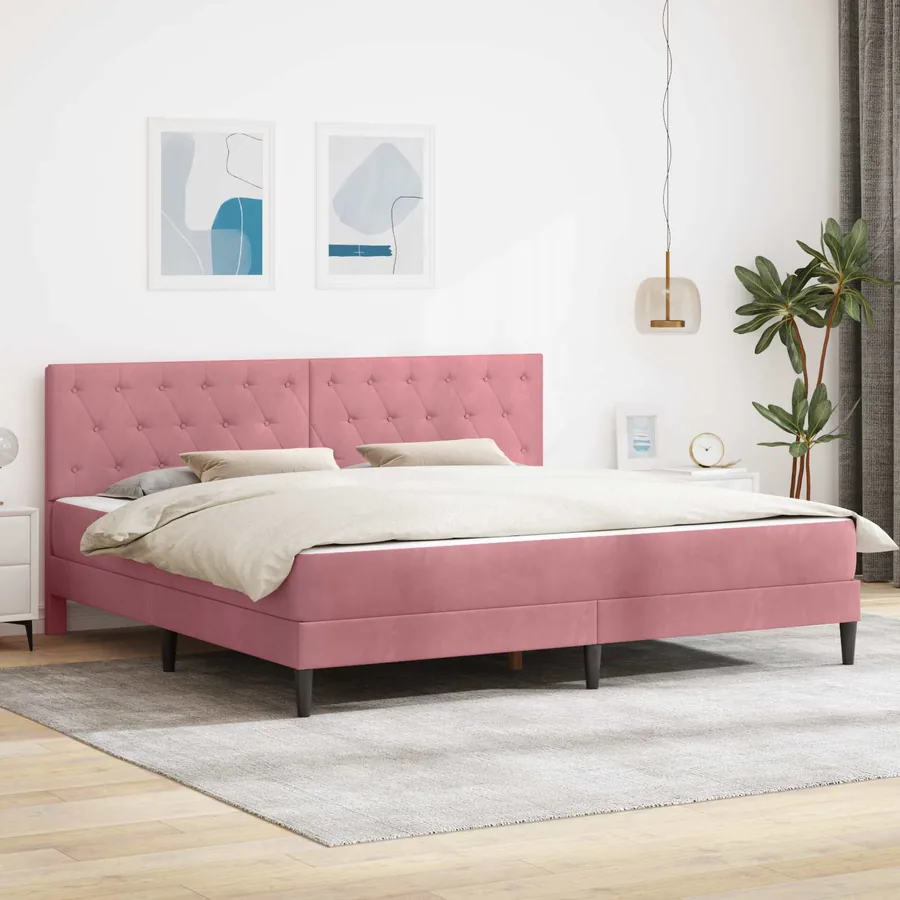 Cadre de lit avec matelas Rose 200 x 200 cm Velours