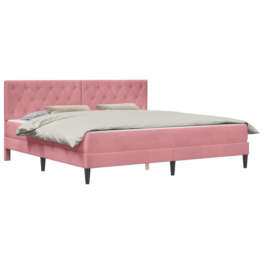 Cadre de lit avec matelas Rose 200 x 200 cm Velours - 2